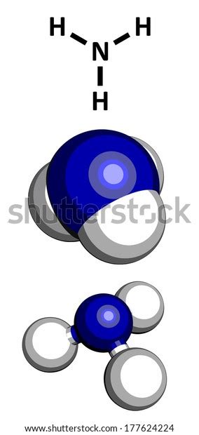 Ammonia Nh3 Molecule Three Representations 2d Stock Illustration 177624224