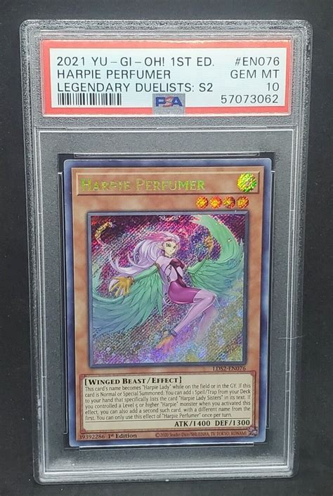 Yugioh PSA 10 GEM MINT Harpie Perfumer LDS2 EN076 Secret Rare 1st