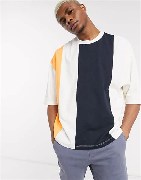 Asos Design Oversized Pique T Shirt With Half Sleeve And Vertical