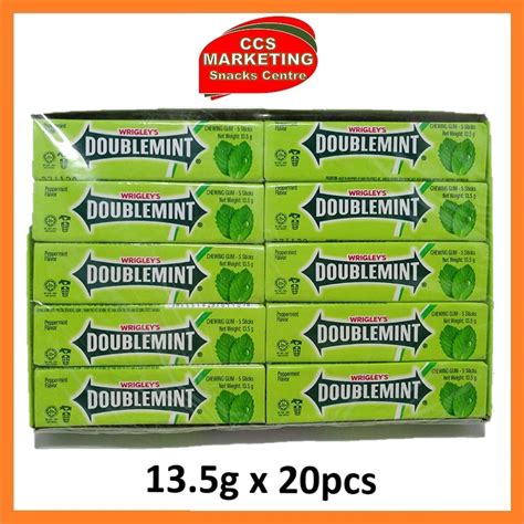 Ccs Wrigleys Doublemint Peppermint Chewing Gum 5 Sticks 135g X