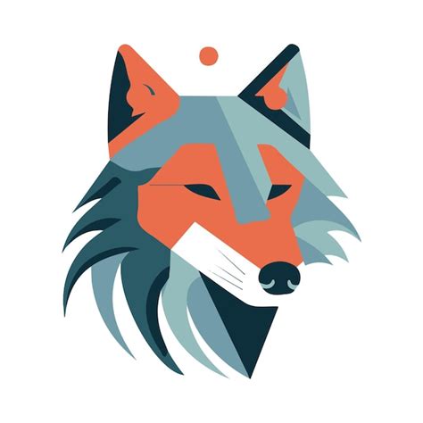 Illustration de logo design plat tête de loup mignon Vecteur Premium