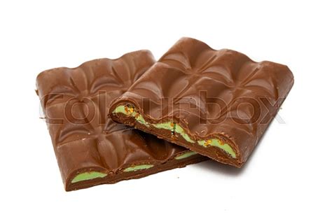 Chocolate With Pistachios Isolated On Stock Image Colourbox