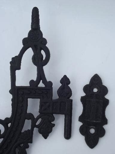 Ornate Cast Metal Oil Lamp Holder Wall Hanging Bracket Vintage Emig