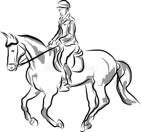 De Ruiter Op Paard In Het Springen Toont Vector Illustratie