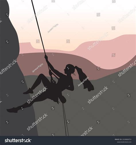 Silhouette Rock Mountain Climber Any Equipment Stock Vector Royalty