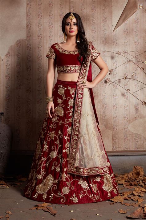 Indian Dress Maroon Color Bridal Lehenga 341M