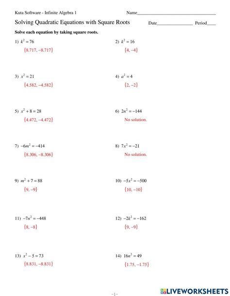 Free Square Root Worksheets Pdf And Html Worksheets Library