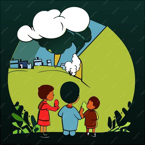 Premium Vector | The earth we leave for children pollution illustrated