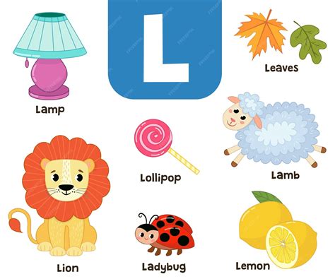Palavras Com A Letra L Em Inglês - Alfabeto inglês em fotos Ilustração em vetor letra L colorida infantil ...