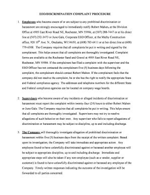 fillable  eeodiscrimination complaint procedure fax email print