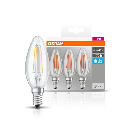 OSRAM LED Kerze E14 4W Filament 4 000K 470lm 3er Lampenwelt De