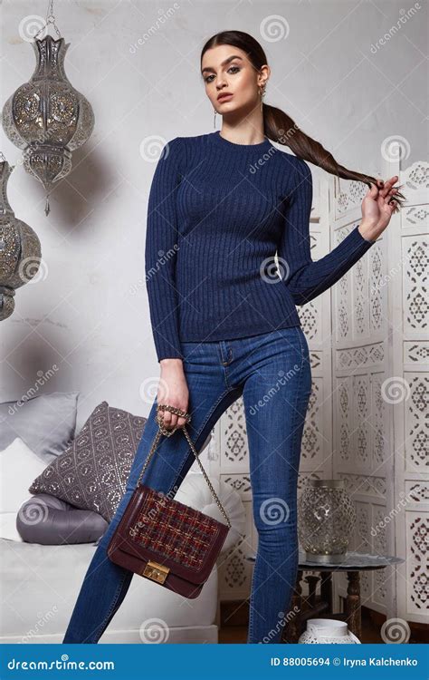Beautiful Woman Brunette Hair East Style Arabic Morocco Stock Photo Image Of Attractive