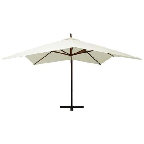 Cya Parasol Suspendu Avec M T En Bois Cm Blanc Sable Nouveau