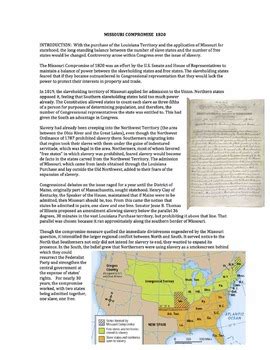 Missouri Compromise 1820, primary source document, PPT slides | TPT