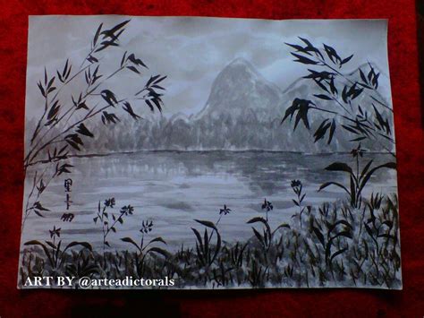 Paisaje Con Tinta China Creaci N Original Landscape With Chinese Ink