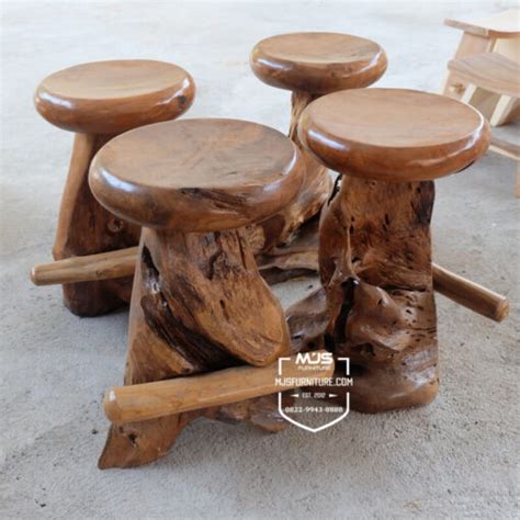 Kursi Stool Kayu Jati Solid Model Sate Mjs Jepara