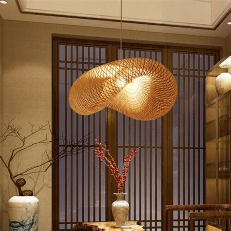 Rattan Lantern Hanging Lamp E Ceiling Lighting Fixture For Living