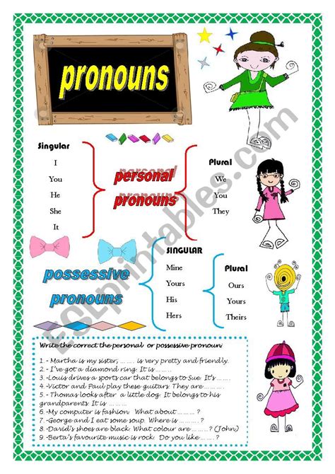 Personal And Possessive Pronouns Esl Worksheet By Mariaah