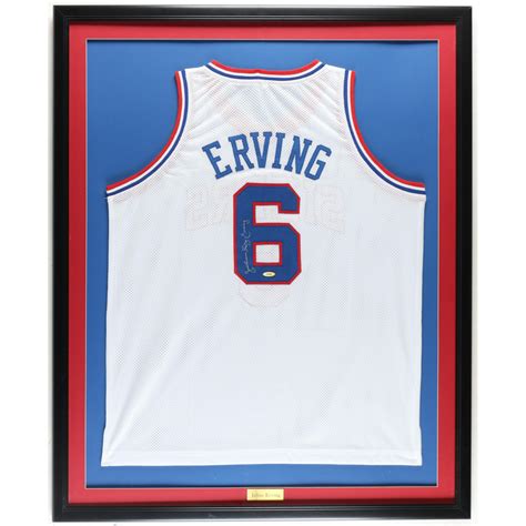 Julius Erving Signed Custom Framed Jersey Display Tristar Pristine