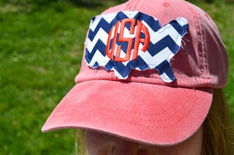 USA Hat Monogrammed Womens Hat Monogram Baseball Hat 4th Of July Hat