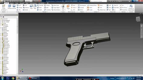 Glock Pistol Created In Autodesk Inventor Youtube