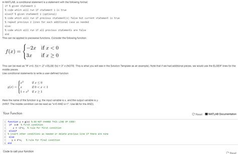 Solved In Matlab A Conditional Statement Is A Statement