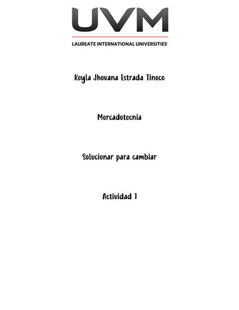 A1 Kjet Actividad 1 De La Materia De Solucionar Para Cambiar Keyla