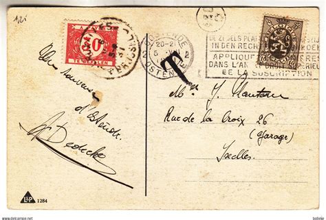 Lettres Documents Belgique carte postale taxée de 1931 oblit