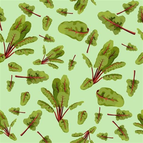 Premium Vector A Seamless Pattern Of Green Leaves And Stems On A