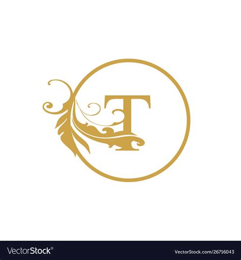 Initial T Letter Luxury Beauty Flourishes Vector Image