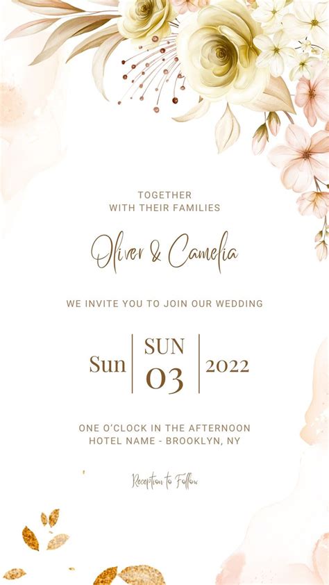 Templates In 2022 Wedding Invitations Floral Wedding Invitation Card