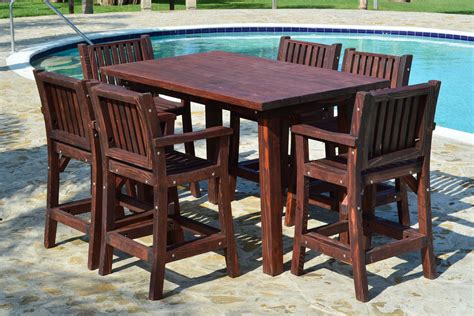 Large Outdoor Wood Cocktail Table, Custom Redwood Tables