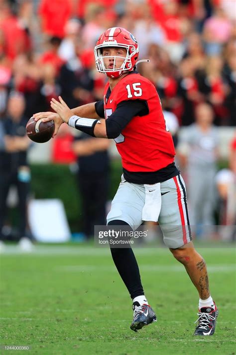 Georgia Bulldogs Quarterback Carson Beck Looks For A Receiver During