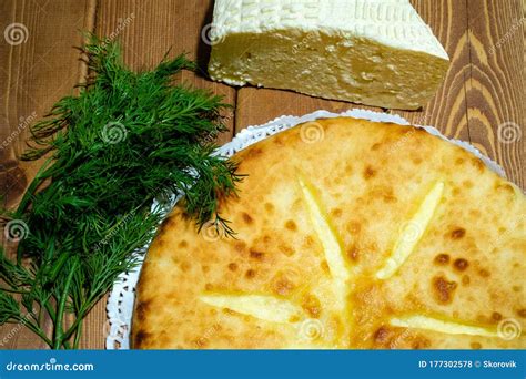 Ossetian Pie with Cheese and Dill. a Traditional Dish of Ethnic ...