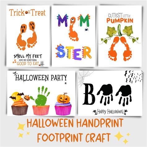 Halloween Handprint Footprint Art Printable Halloween Keepsake Craft