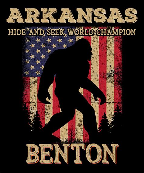 Arkansas Benton Bigfoot Usa Flag Sasquatch Lovers Digital Art By