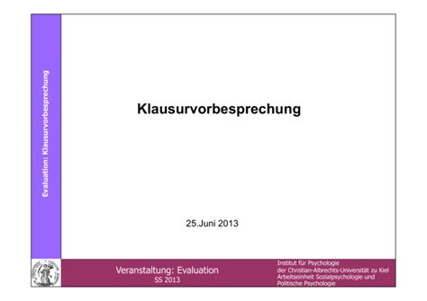 Klausurvorbesprechung Christian Albrechts