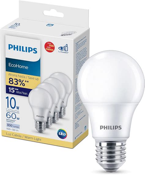 Philips Led Focos Ecohome Luz C Lida Watts Amazon Mx Hogar