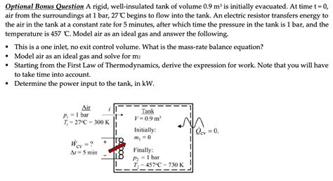 Solved Optional Bonus Question A Rigid Well Insulated Tank Chegg