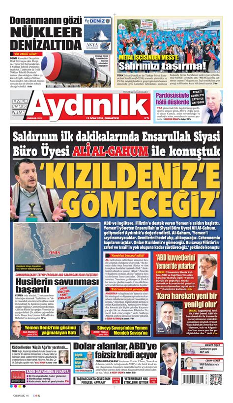 Aydınlık Gazetesi Aydınlık Manşet Oku Haberler 13 Ocak 2024