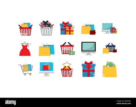 Shopping And Ecommerce Icon Set Design Of Commerce Market Store Shop