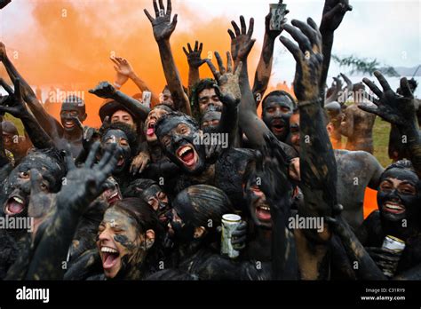 Bloco Da Lama In Paraty Rio De Janeiro State Brazil Carnival Stock