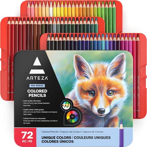 Arteza Colored Pencils 72 Wax Based Color Pencils Vibrant