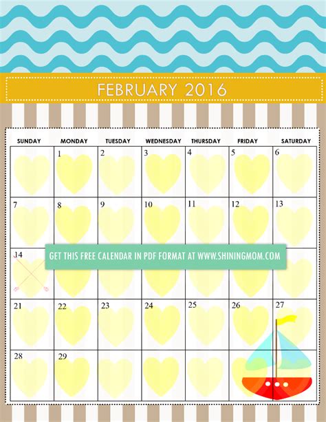 Definitely Lovely Free Printable February 2016 Calendars