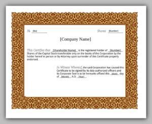 Free Share Certificate Template Redlinesp