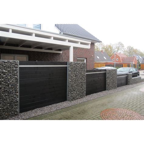 Composiet Schutting Met Schanskorven Modern Hek Schutting Tuin