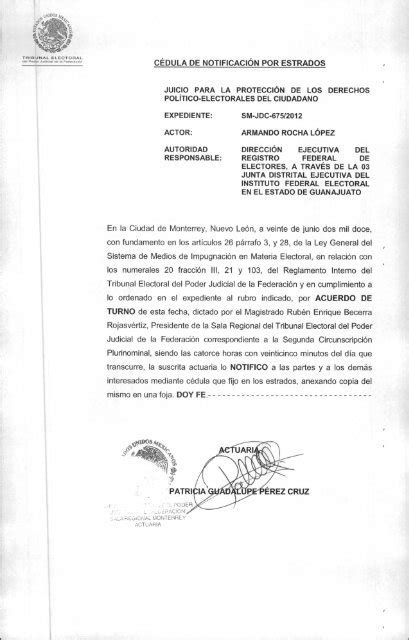 3543 5 vn CÉDULA DE NOTIFICACIÓN POR ESTRADOS Tribunal