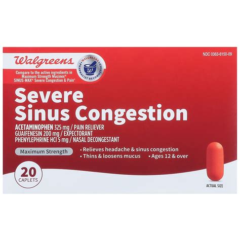 Walgreens Maximum Strength Severe Sinus Congestion Caplets Walgreens