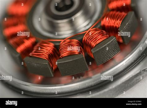 Macro photo of HDD / hard disk drive spindle motor with exposed copper ...