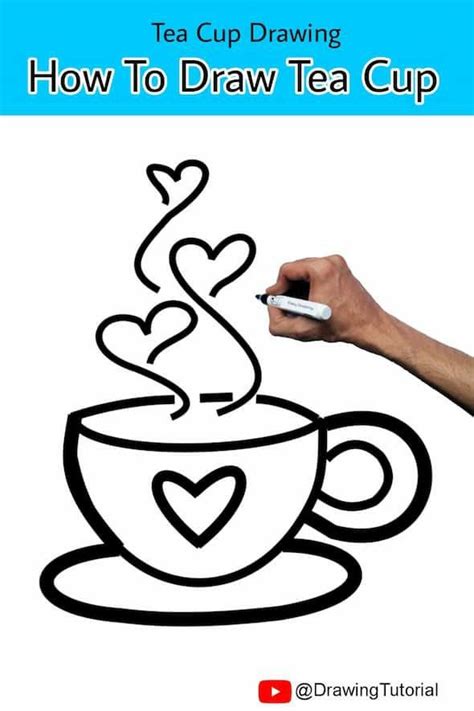 Tea Cup Drawing | How To Draw Tea Cup | Tea cup drawing, Drawing cup ...